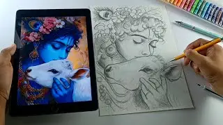Krishna Drawing Step By Step, Lord Krishna Drawing (Outline Tutorial)
