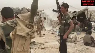 The military conflict in Syria. Rebels repel an attack by Assad's army in the desert