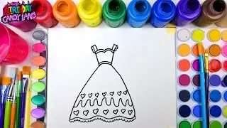 Coloring Page for Kids to Learn Colors and Color Beautiful Gold Dress