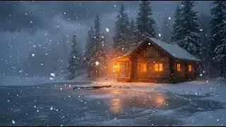 Blizzard Night by a Cozy Cabin ❄️ Snowstorm & Crackling Fire ASMR | Deep Sleep, Relaxation (20 Mins)