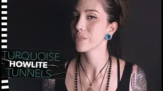 Turquoise Howlite Stone Double Flare Tunnels (2G - 1 & 1/2 Inch) | UrbanBodyJewelry.com