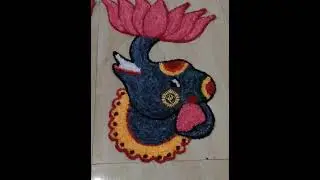 woolen Feather Rangoli mat with Elephant and lotus flower