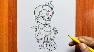 Cute Bal Hanuman Drawing / Hanuman Ji's Drawing / Bajrangbali Drawing / How to Draw Bal Hanuman