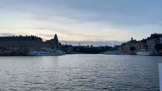 Traveling by a ferry in Stockholm (time-lapse)