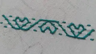 Heart Shape Kantha Border Design! Beautiful Kantha border line!  Basic Hand Embroidery Tutorial!!! 