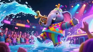 Elephant Water Trumpet Show | Fun Animal Music Song for Kids 🐘💦🎵