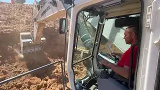 Liebherr 984 Excavator Loading Cat 777C & D Dumpers - Operator View - Sotiriadis/Labrianidis