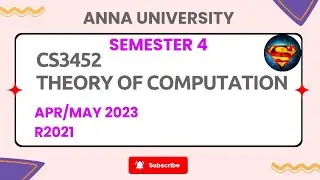 CS3452  Theory of Computation (TOC) Apr/May 2023. #importantquestions #r2021