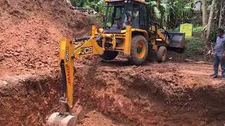 Jcb 3dx digging large foundation for mobile tower construction