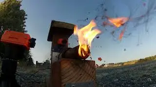 Dual Thrust 38mm Endburner Static Test 2 Failure - Center Punching a Conex Container