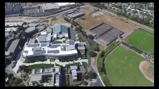 Mission College, Santa Clara California Campus aerial view 4K. 2018