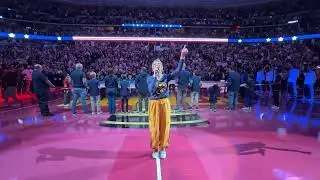 Angie Leedholm sings the National Anthem for the @DenverNuggets on 11 28 25