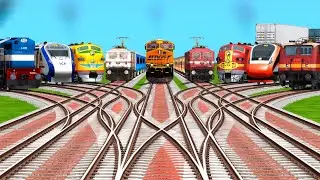 9 Realistic Express Trains Crossing On Bumpy Railroad Tracks | Indian Train Simulator Gameplay
