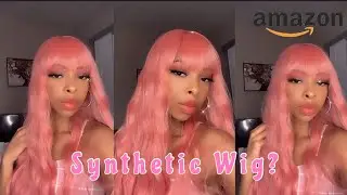 $20 AMAZON PINK SYNTHETIC WIG REVIEW| HONEST REACTION + REVIEW + CHINESE BANGS? 🤔
