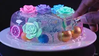 Crystal Jelly Cake ASMR Scene　#glass #ASMR #JellyCutting #GalaxyJelly #RelaxingSounds #SpaceArt