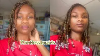 Knotless box braids with beads | Outre X-pression Springy Bohemian Twist in Macchiato
