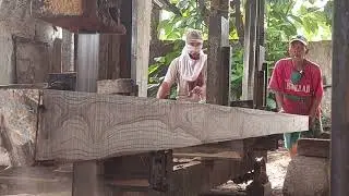 making 8&times;14 material for 18 feet long teak wood roof beams !! traditional chainsaw 