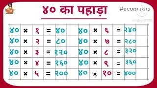 40 Ka Pahada (पहाड़ा 1 से 40 तक हिंदी में) | Pahada 1 Se 40 Tak | Pahada Hindi Mein #गणितसीखें #गणित