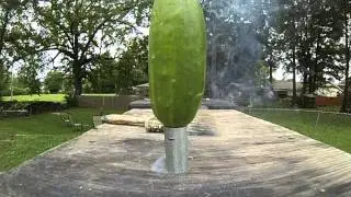 Slow Motion Blowing Up a Cucumber Take 11