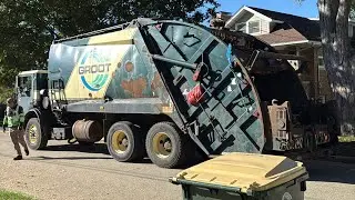 Groot Mack MR McNeilus Rear Loader Garbage Truck + Heil Curotto Can