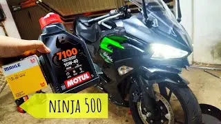Troca de &oacute;leo Ninja 500 / Motul 7100 + Filtro MAHLE 