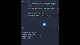 Build a BMI Calculator in Python in 60 Seconds! 🧮🐍