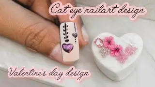 Simple valentine's day nailart design using cat Eye Gel polish | kiruthiga baskar 