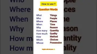 How to use Question Words?? #Use of Wh family words#English with Maryam
