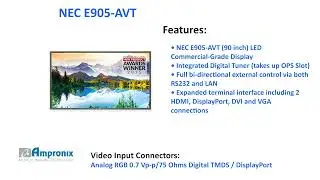 NEC E905-AVT 90 inch LED Commercial-Grade Display Sales | Service | Repair | Exchange | Replacement