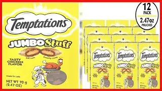 TEMPTATIONS Jumbo Stuff Cat Treats, Tasty Chicken, Multiple Sizes, Large Cat Treats