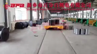 Low voltage rail powered transfer trailer, on rail cable drum transfer cart
