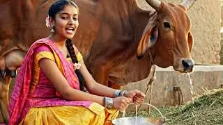 Beautiful Indian Village Girl Milking Cow | Pure Village Lifestyle