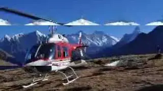 Mountain Flight in Nepal Everest Flight Helicopter tour in Himalaya.