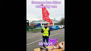 An incredible turnout to support day one of the Swansea drivers strike. #busdriverlife #trending