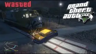 GTA 5 taxi crash with train driving crazy simulator ultimate