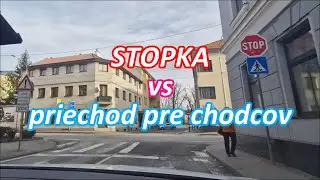 Zastavenie na STOPke s priechodom pre chodcov autoškola FUN
