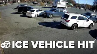 ICE vehicle hit during confrontation in Maryland parking lot