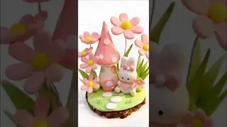 super light clay tutorial | pink and cozy little rabbit mushroom house