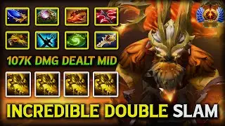 INCREDIBLE DOUBLE SLAM MID Earthshaker | 107K Damage Dealt With Max 8 Slotted Items 7.39 DotA 2