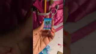 Miniature Acrylic Sunset Palm Tree painting