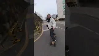 Snowboarding on the ground, electric skateboard feels just like boarding on the snow #snowboarding