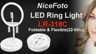 NiceFoto LR-318C  foldable LED Live streaming light ring light 12inch  on table & floor double use