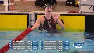Se Ida Skov Kragh svømme dansk juniorrekord på 100 meter brystsvømning