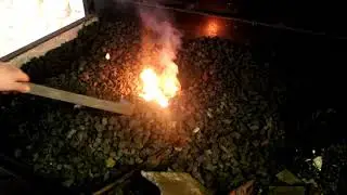 Starting a coke, side blast forge   #blacksmith #forge #cokeforge