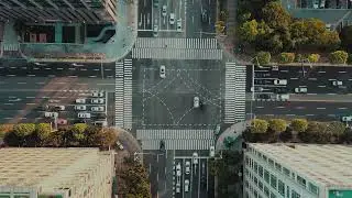 City Drone Junction Stock Footage | Aerial Traffic Video | Royalty Free