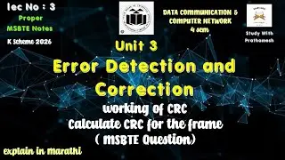 Working of CRC | Calculate CRC | DCCN 3 UNIT | K SCHEME MSBTE REPEATED QUE | 4 SEM 