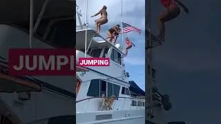 these hot women jump from the tower of a vintage ship #girls #girls #ship #women #sea #holiday #see