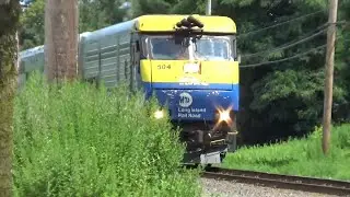 Loudest K5LLA Horn in Long Island - LIRR EMD DM30AC 504 Leading Double Decker Trains Compilation