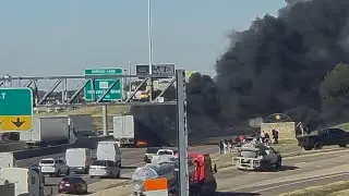 Semi and Car on Fire on 183 Near Industrial Exit Dallas Fort Worth Nov 3rd 2025