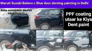 cost of the denting painting Baleno door C blue colour